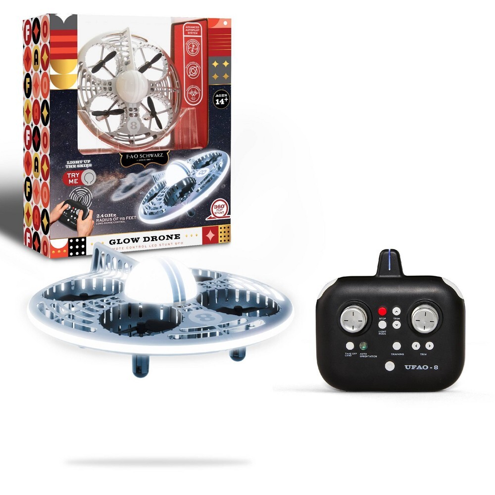 FAO Schwarz Silver Glow Drone LED Stunt UFO
