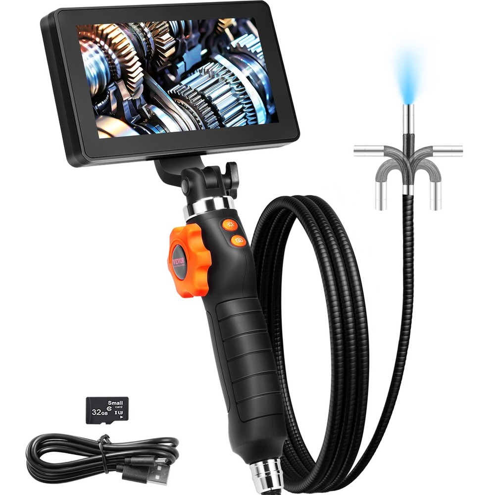 Two-Way Articulating Borescope Light Inspection Camera 0.25" Lens 5" IPS H