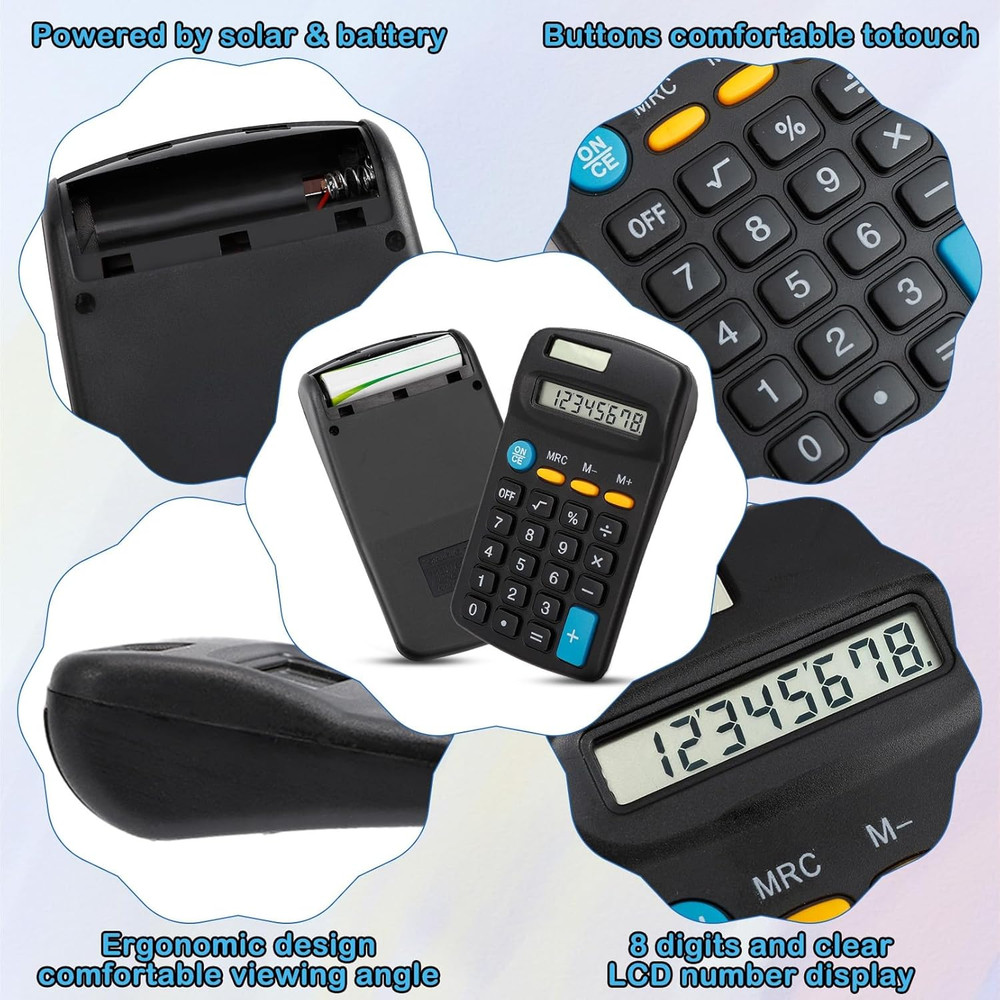 24 Pack Pocket CalculatorMini CalculatorsPocket Size Basic CalculatorsSolar B...