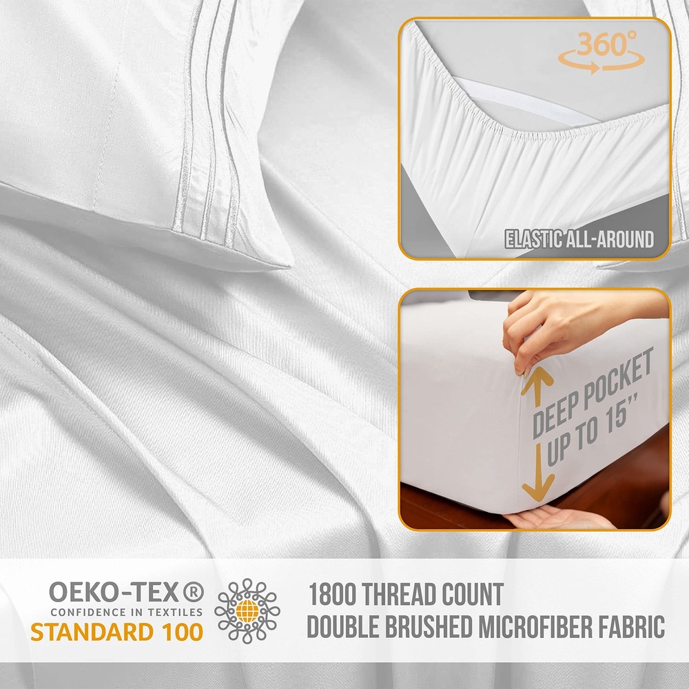 Abeero Home Full Size Bed Sheets Cooling - Luxury Hotel Sheet Set - Soft Shee...