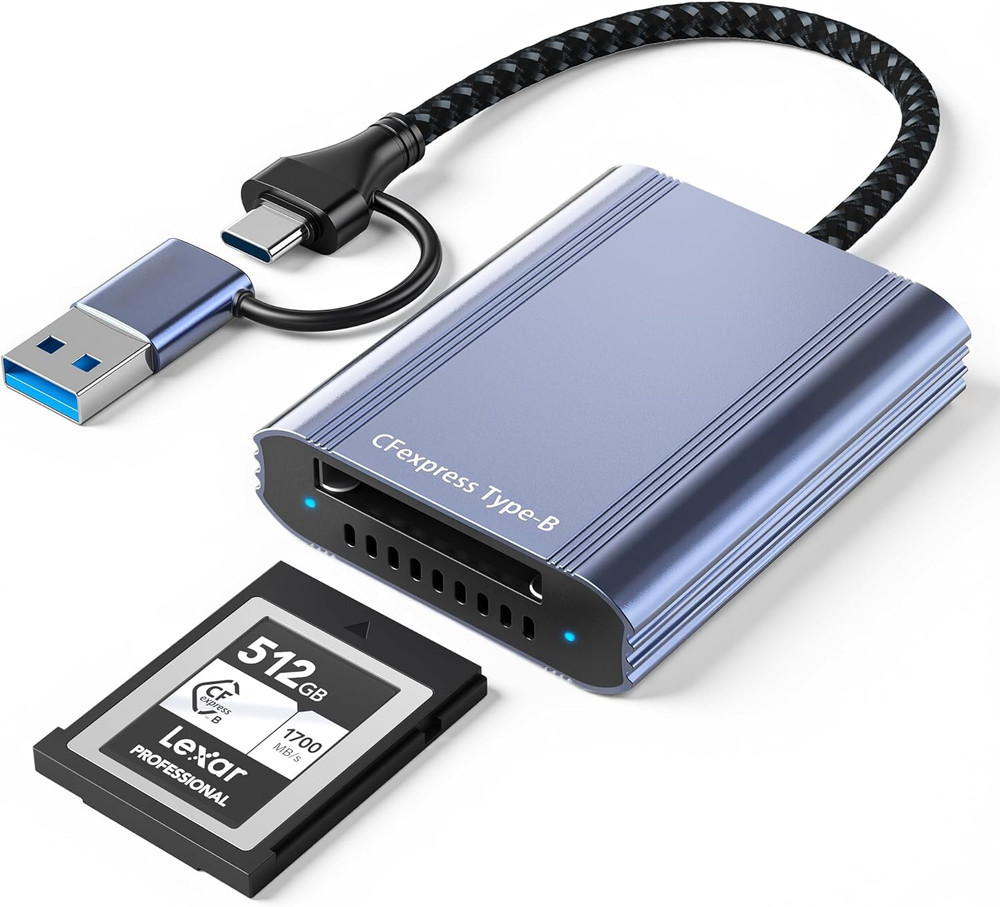 Cfexpress Type B Card Reader with 10Gbps USB 3.2 Gen 2, USB-C & USB-A 2-In-1 Typ