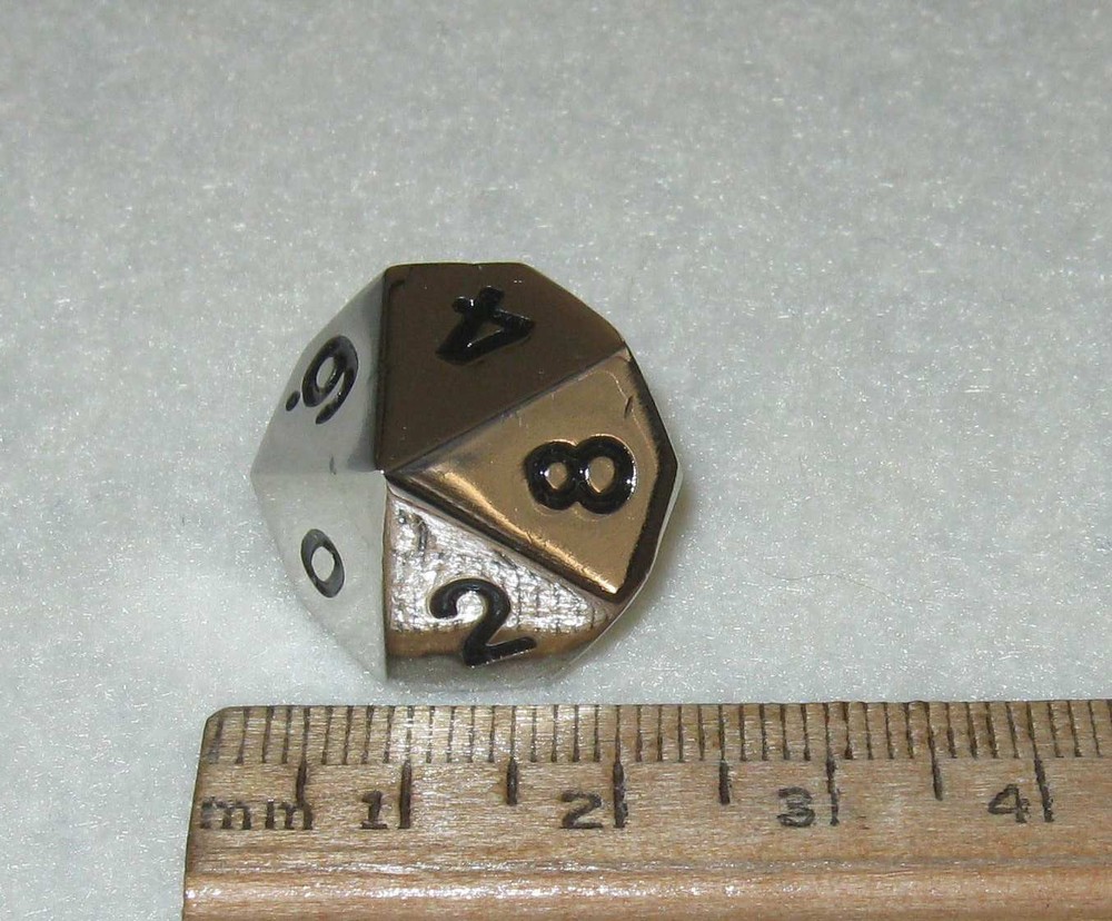 Metal dice die, d10 (Silver Color)