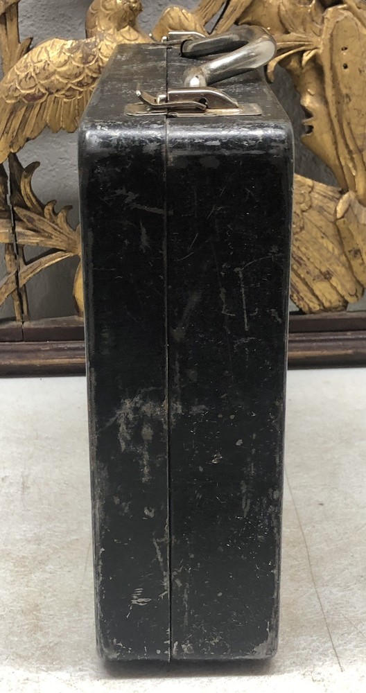 Vintage DeWalt Worn Black Metal Storage Tool Box Empty Carrying Case