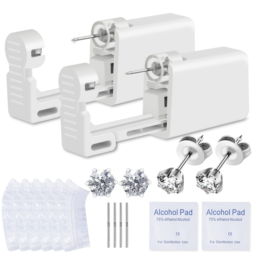 Disposable Ear Piercing Kit: 2 Guns with Preloaded 5MM Studs for Home Use
