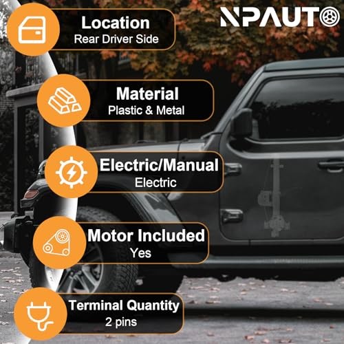 Rear Left Driver Side Power Window Regulator with Motor fit Rear Driver Side