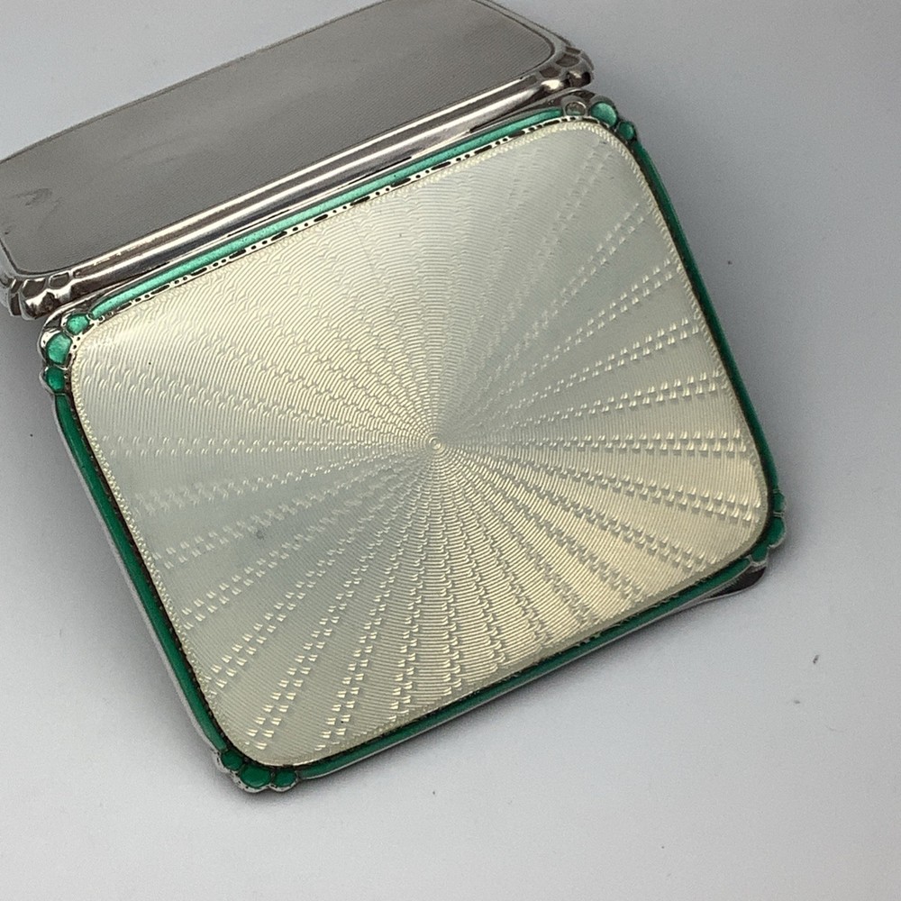 Solid Silver Guilloche Enamel Cigarette Case Hallmarked Birmingham 1950 Adie 89g