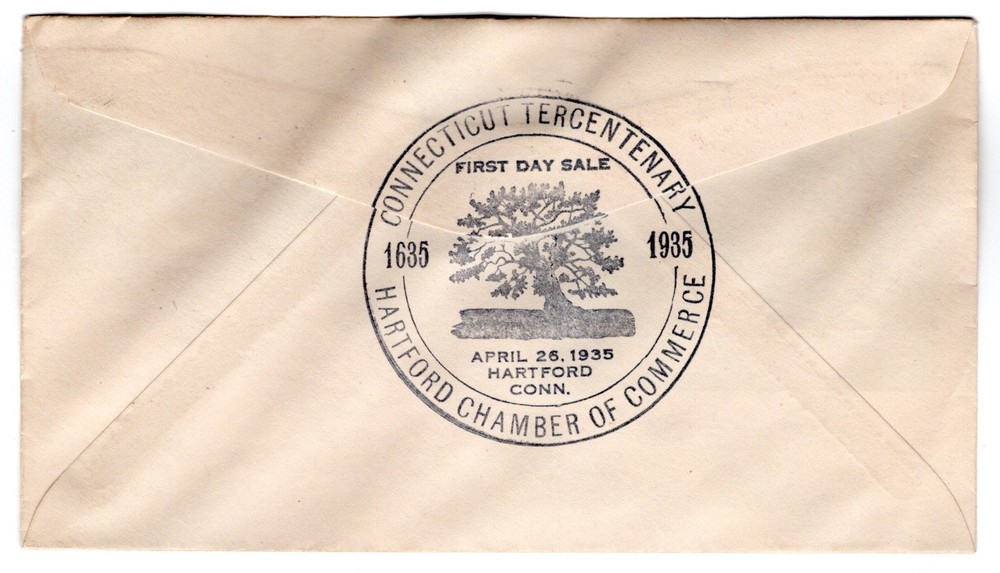 #772 Connecticut Tercentenary 1935 FDC - 1st Grandy Autographed Postmaster