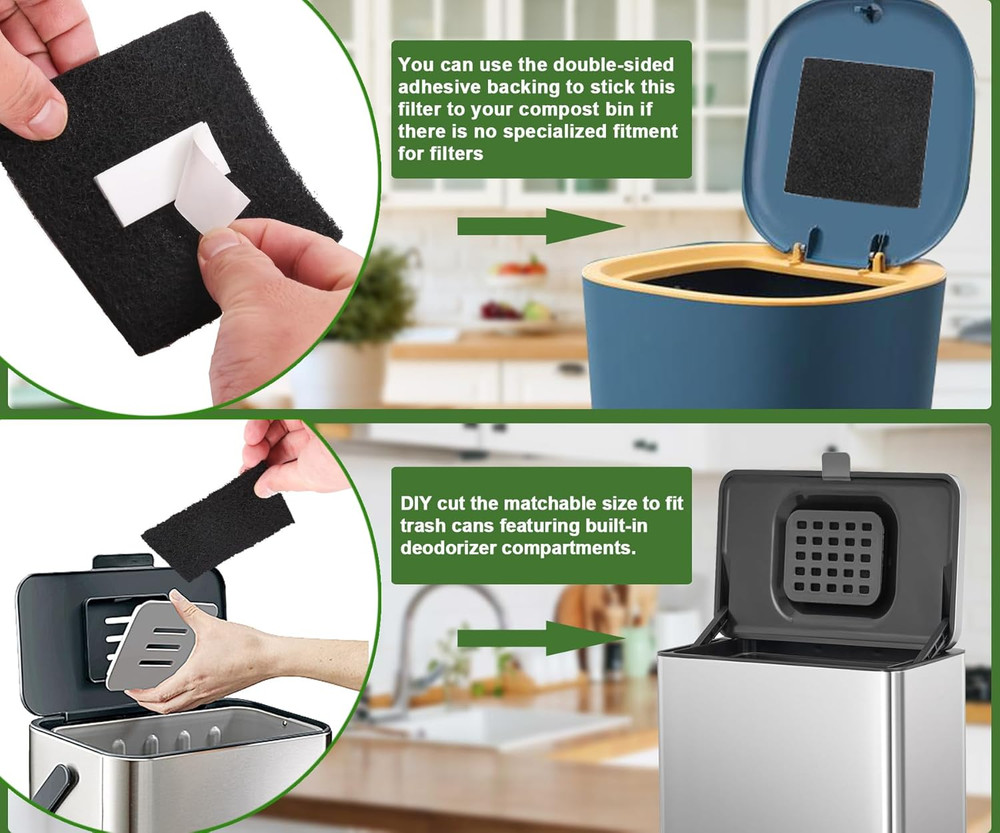 Kitchen Compost Bin Charcoal Filter Ceramic Pail Activated Carbon, 15 Pieces Set