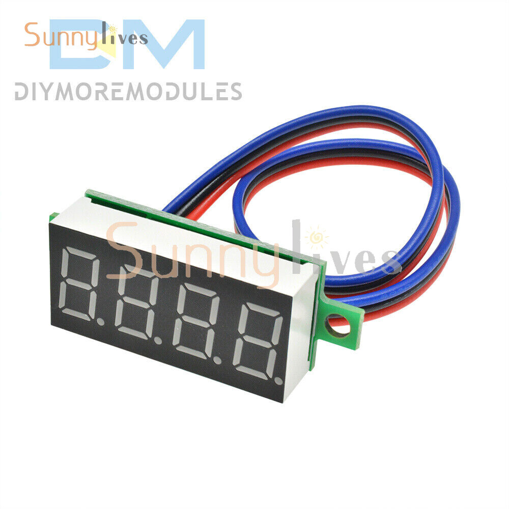 DC 0-100V 0.36" 4 Digit 3 Wire Voltmeter LED Digital Voltage Tester Panel Meter