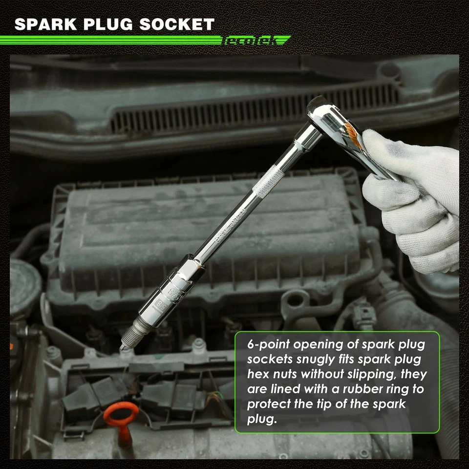 11-Piece Spark Plug Socket Set with Ratchet, Gap Tool, Extensions & Sockets
