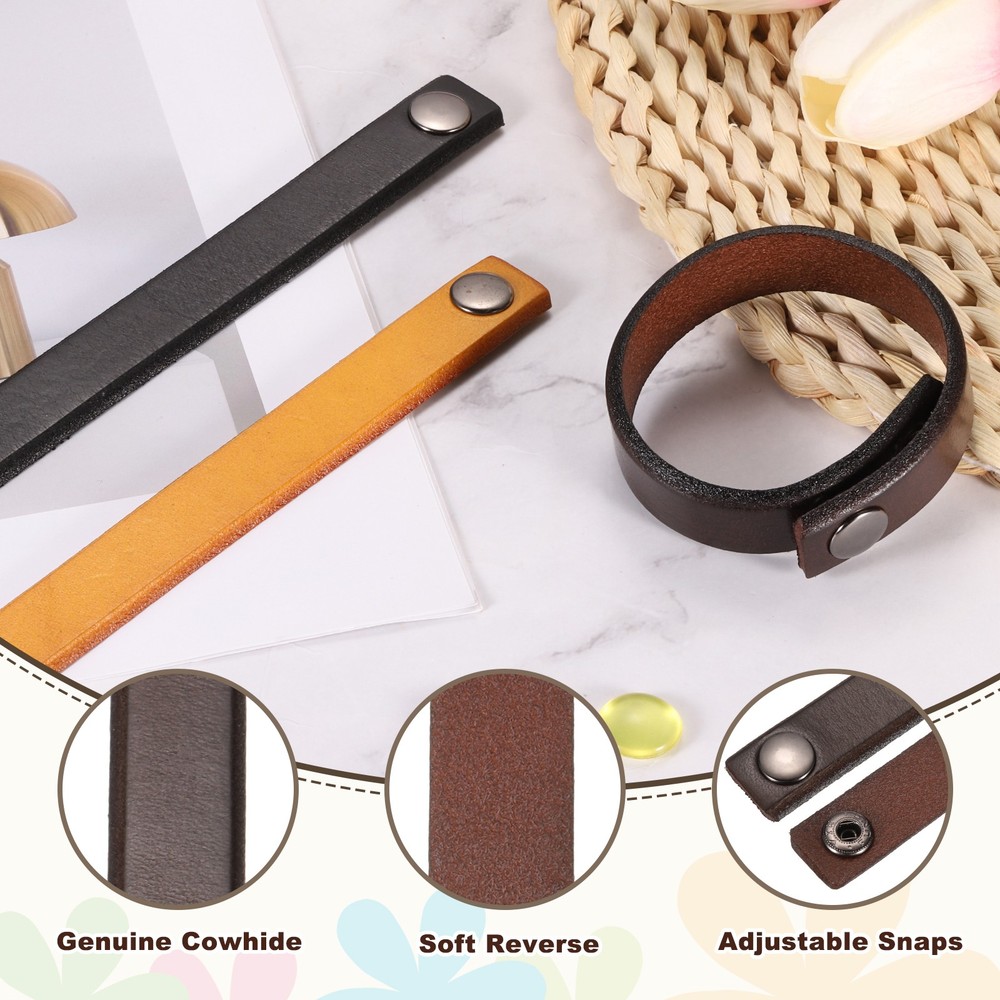 Plain Buckle Snap Leather Bracelets Leather Snap Bracelets, Dark Brown