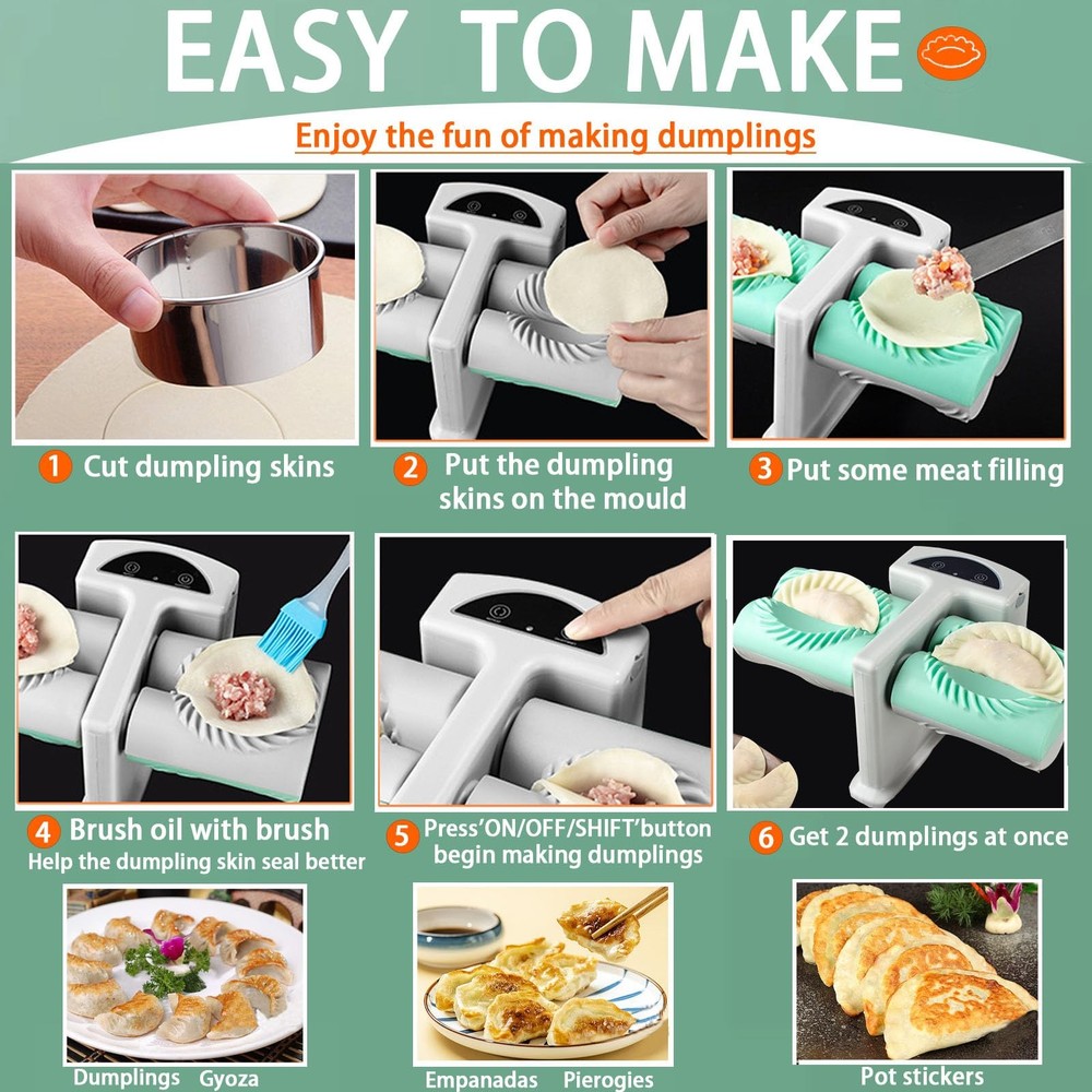 Electric Dumpling Maker Two Sizes Double Head Automatic Electric Dumpling Mak...