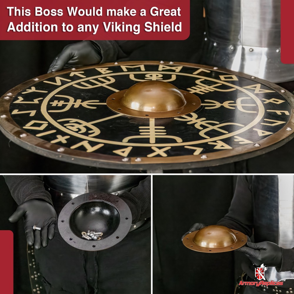 Medieval Viking 14g Boar Formation Function Umbo Shield Boss