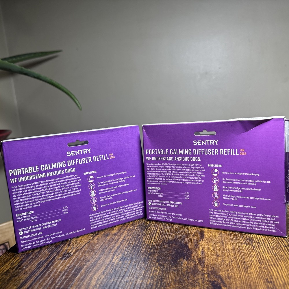 SENTRY Portable Pheromone Calming Diffuser Refill for Dogs 2 Boxes 120 Day Total