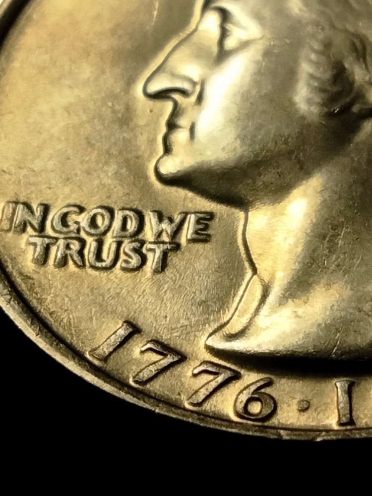 1776-1976 P Bicentennial Quarter MAD Light Die Clash Struck Thru Error