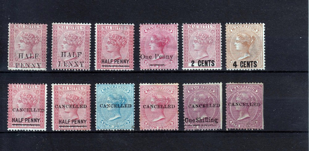 MAURITIUS 1876 / 1878  12  MINT STAMPS