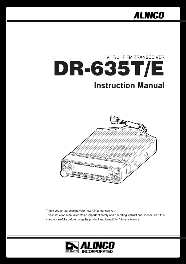 Alinco DR-635 T E Transceiver Instruction Manual 66 Pages Operating Guide