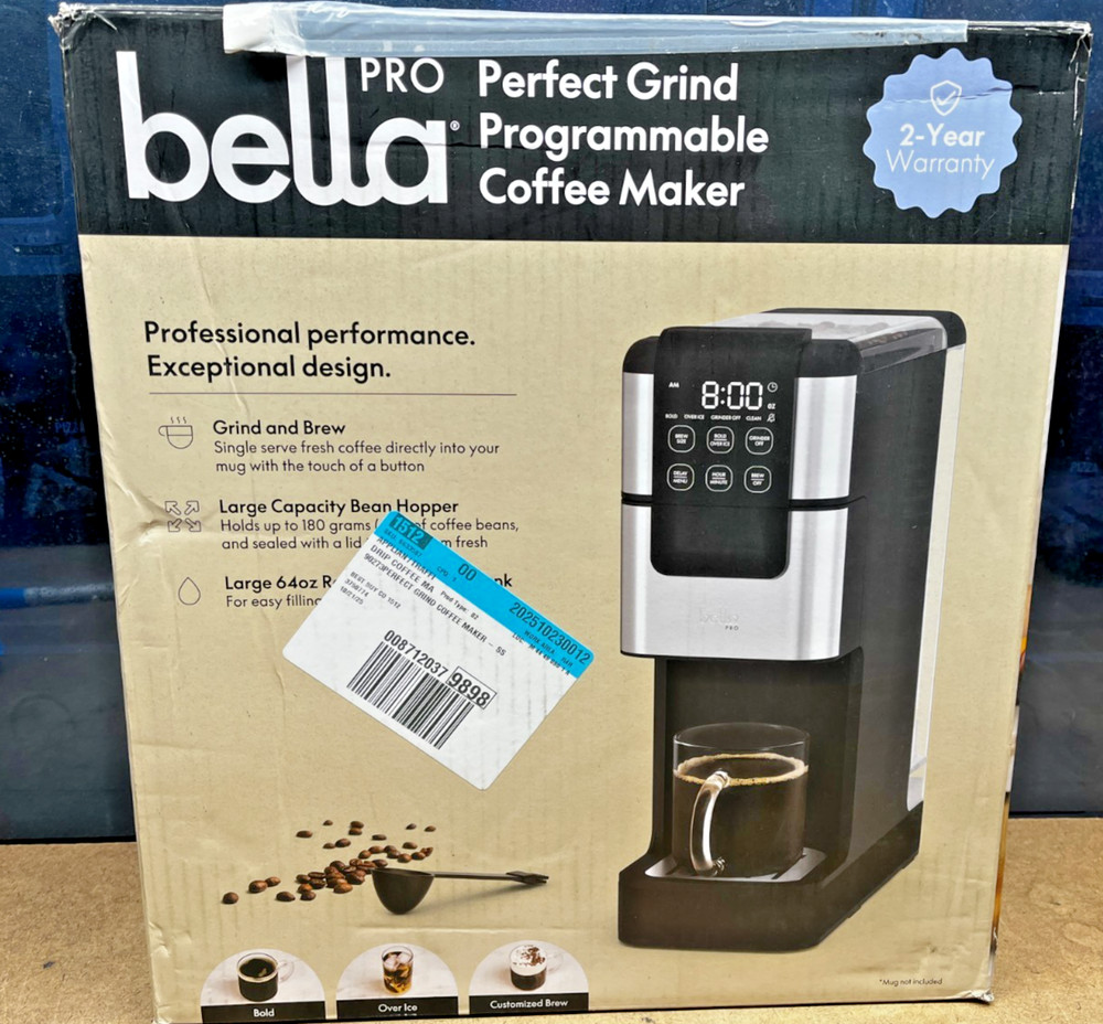 bella PRO Programmable Single-Serve Coffee Maker with Integrated Burr Grinder