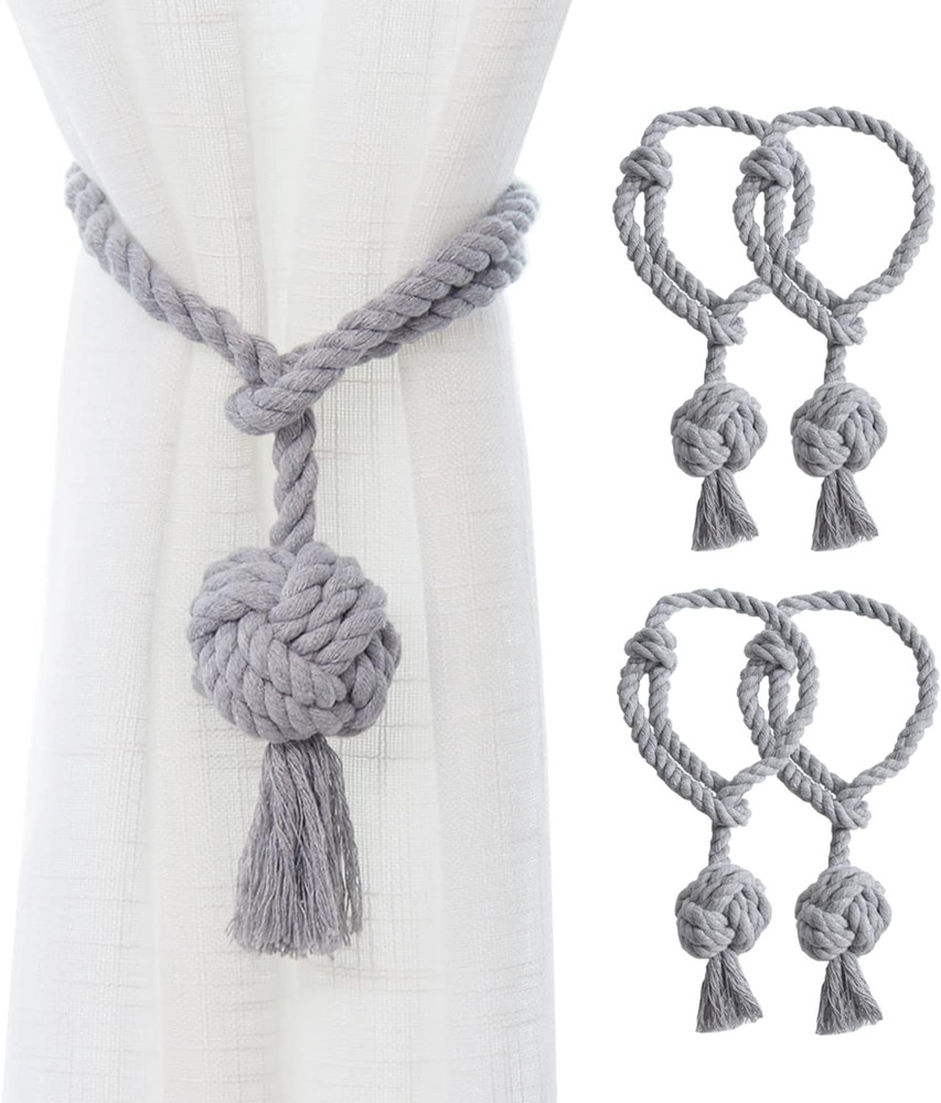4 Pack Rustic Curtain Tiebacks - Decorative Outdoor Drape Drapery Holdbacks Hold