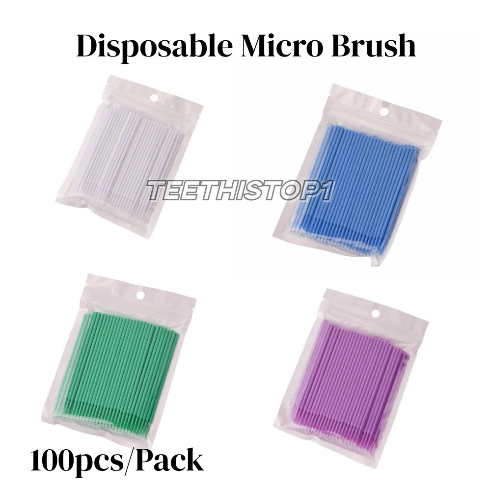 100 Pcs/Pack Dental Disposable Micro Brush Bendable Applicator Tips 4 Size