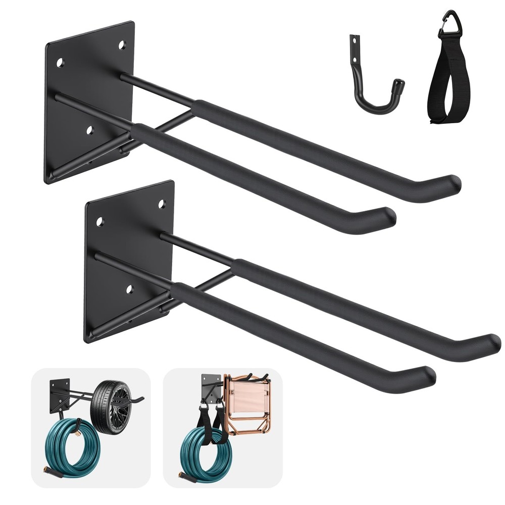 14" Garage Hooks Heavy Duty 4-Pack - Garage Storage System Hooks, Ladder Hook...
