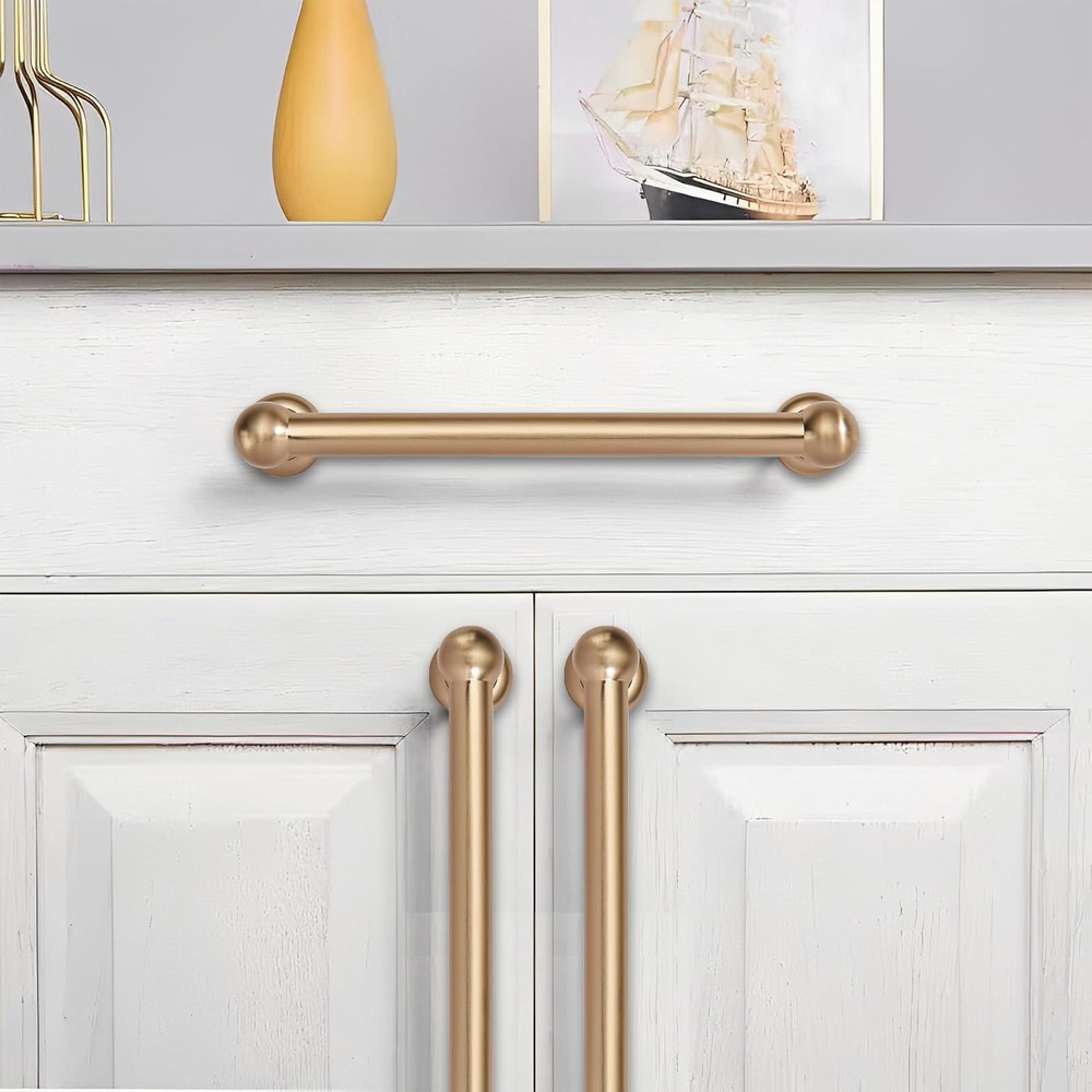 KHTUMEWARE 10 Pack 3in Honey Bronze Cabinet Pulls Solid Brass Heavy-Duty Kitchen