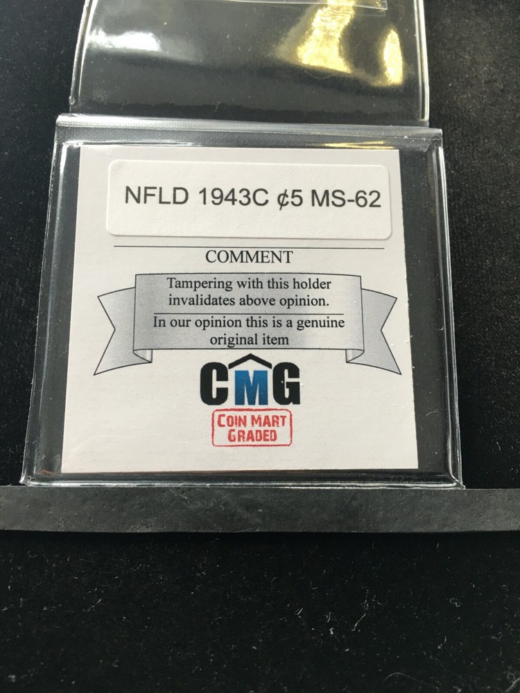 1943c Coin Mart Graded, Newfoundland ¢5 Cent, **MS-62**