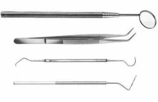 Basic Exam Setup Set of 4 Dental Instruments Probe Mirror
