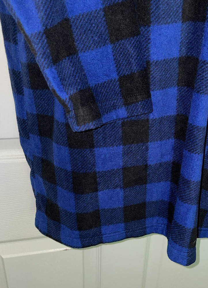 Chaps Golf Sz MEDIUM Blue Black Fleece L/S Stretch Pullover Top Jacket EUC