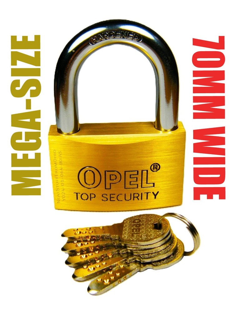 PADLOCK, DIMPLE KEYS (5), DIFFICULT TO DUPLICATE, HIGH-SECURITY, 70MM MEGA-SIZE