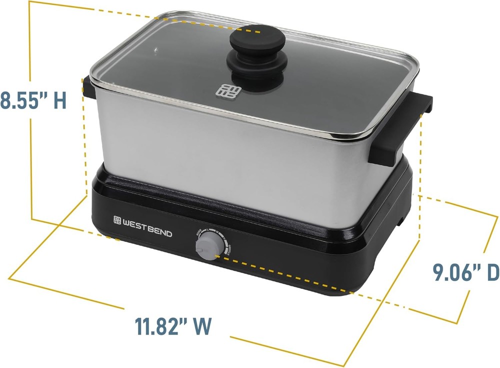 West Bend Versatility Slow Cooker ,5-Quart, Silver