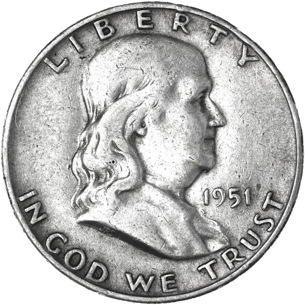 1951 D Franklin Half Dollar Very Fine 90% Silver