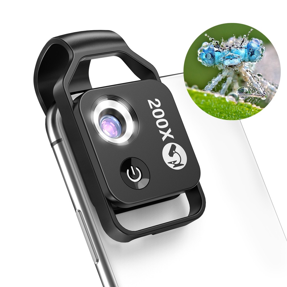 200X Phone Microscope Lens High Magnification with LED Light For iPhone Samsung