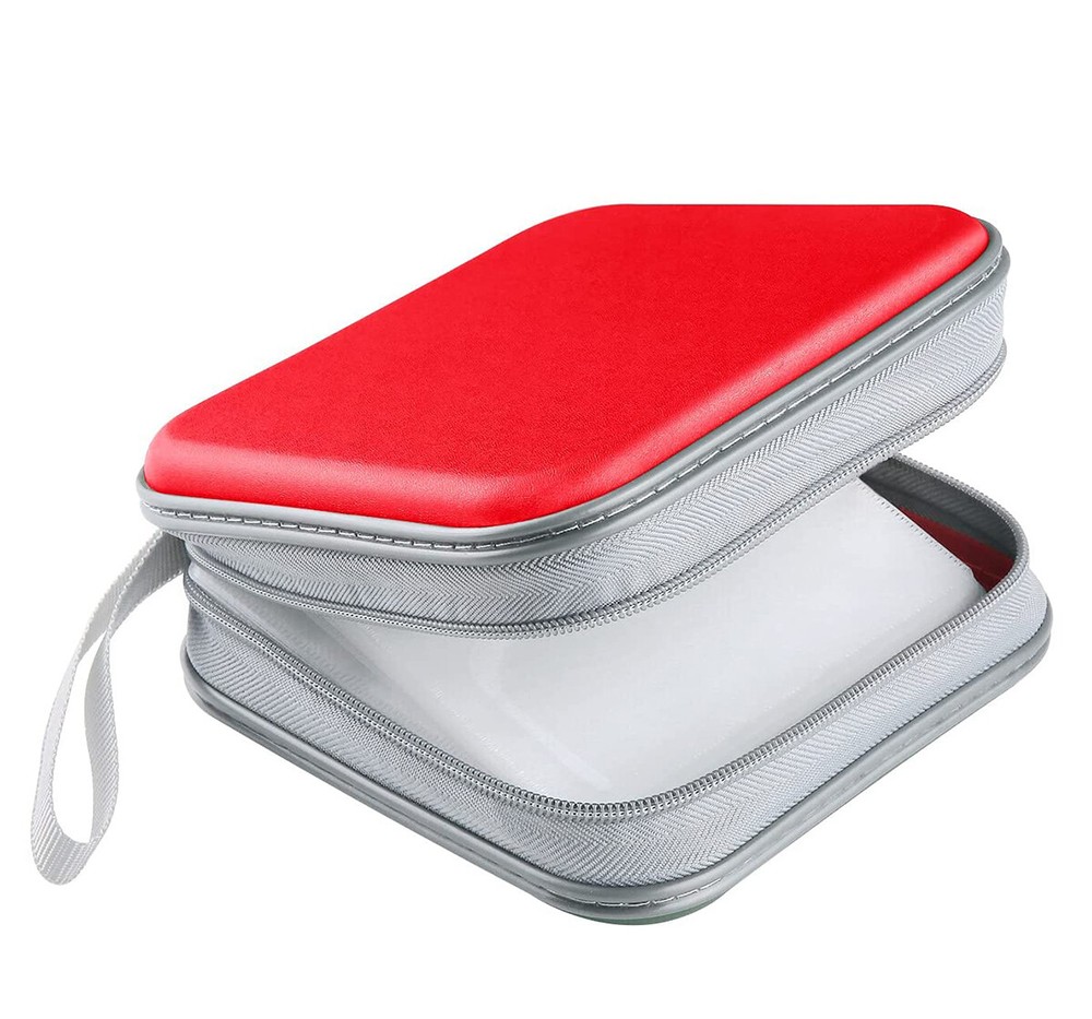 34Disc CD/DVD Case Holders Wallet Hard Plastic DVD Disc Cases Storage Binder Red