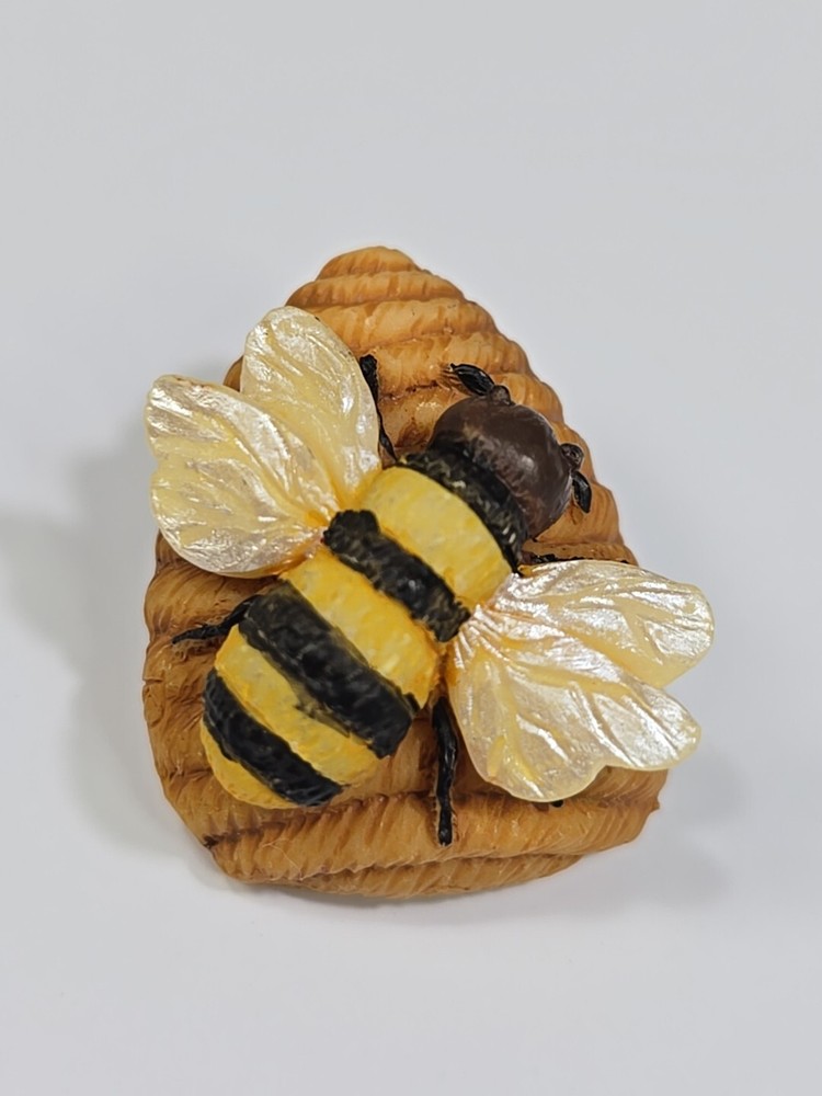 Bee On A Honeycomb Lapel Pin Hard Plastic Resin