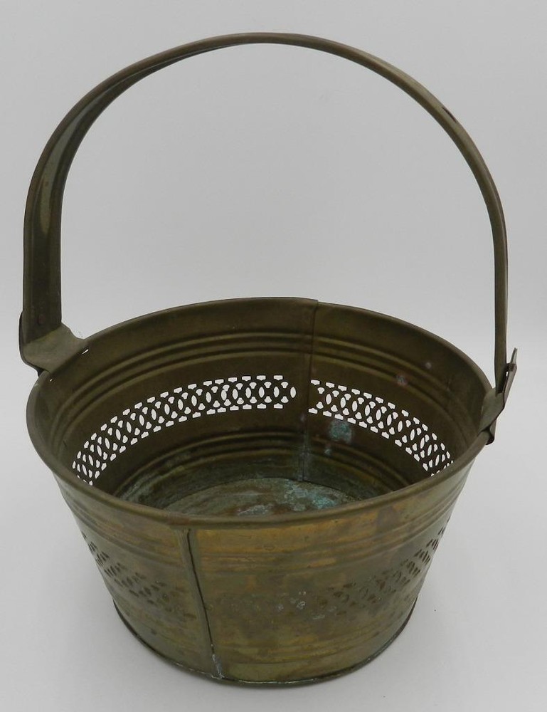 Vintage Solid Brass 9" Basket with Handle Made in India