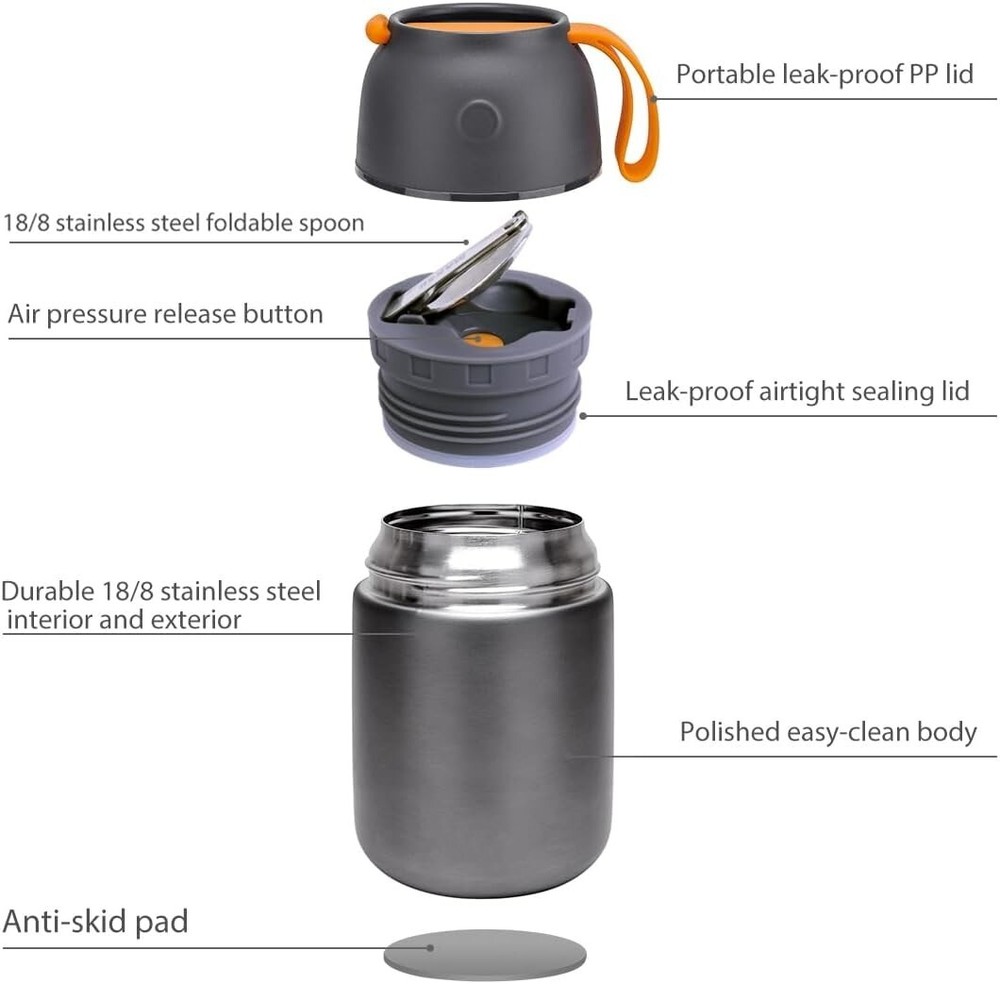 Termos Para Comida Grande 17 Oz Caliente Calentador De Portatil Acero Inoxidable