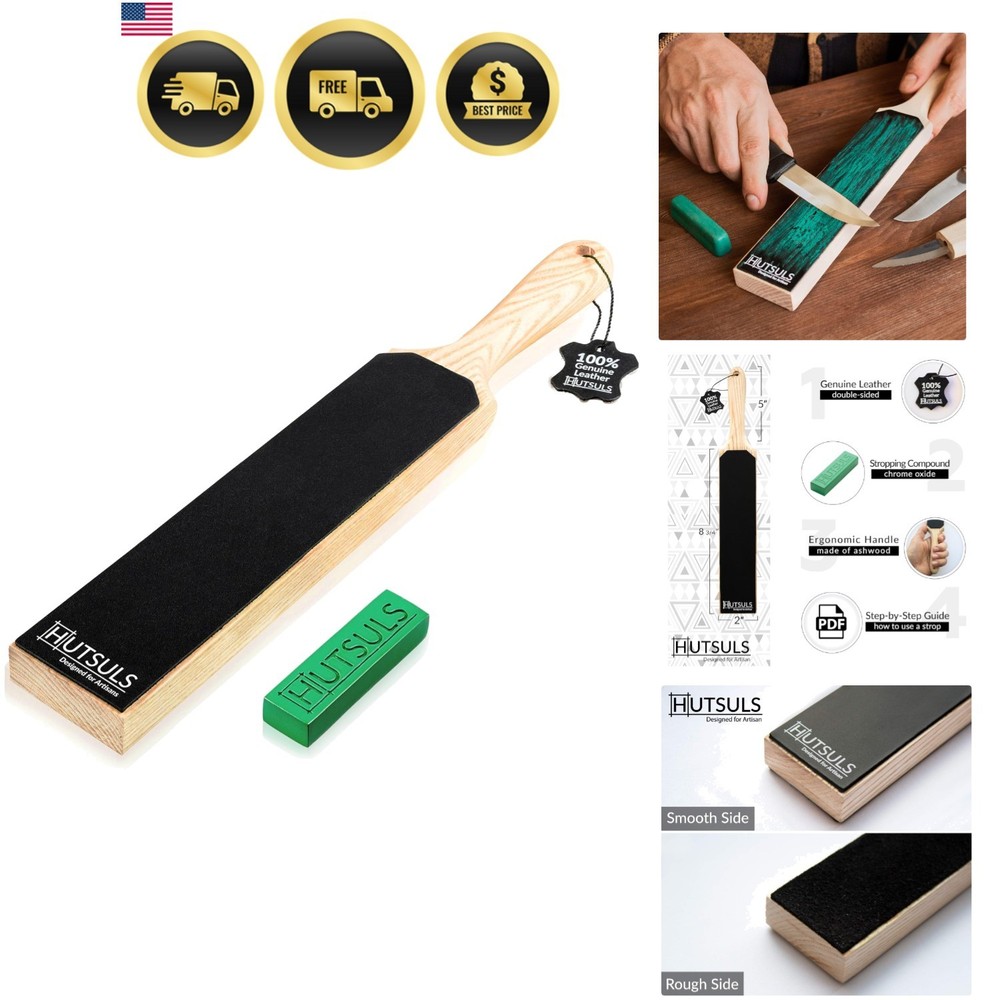 Double Sided Leather Strop Paddle Kit - Get Razor-Sharp Edges, Ergonomic Hand...