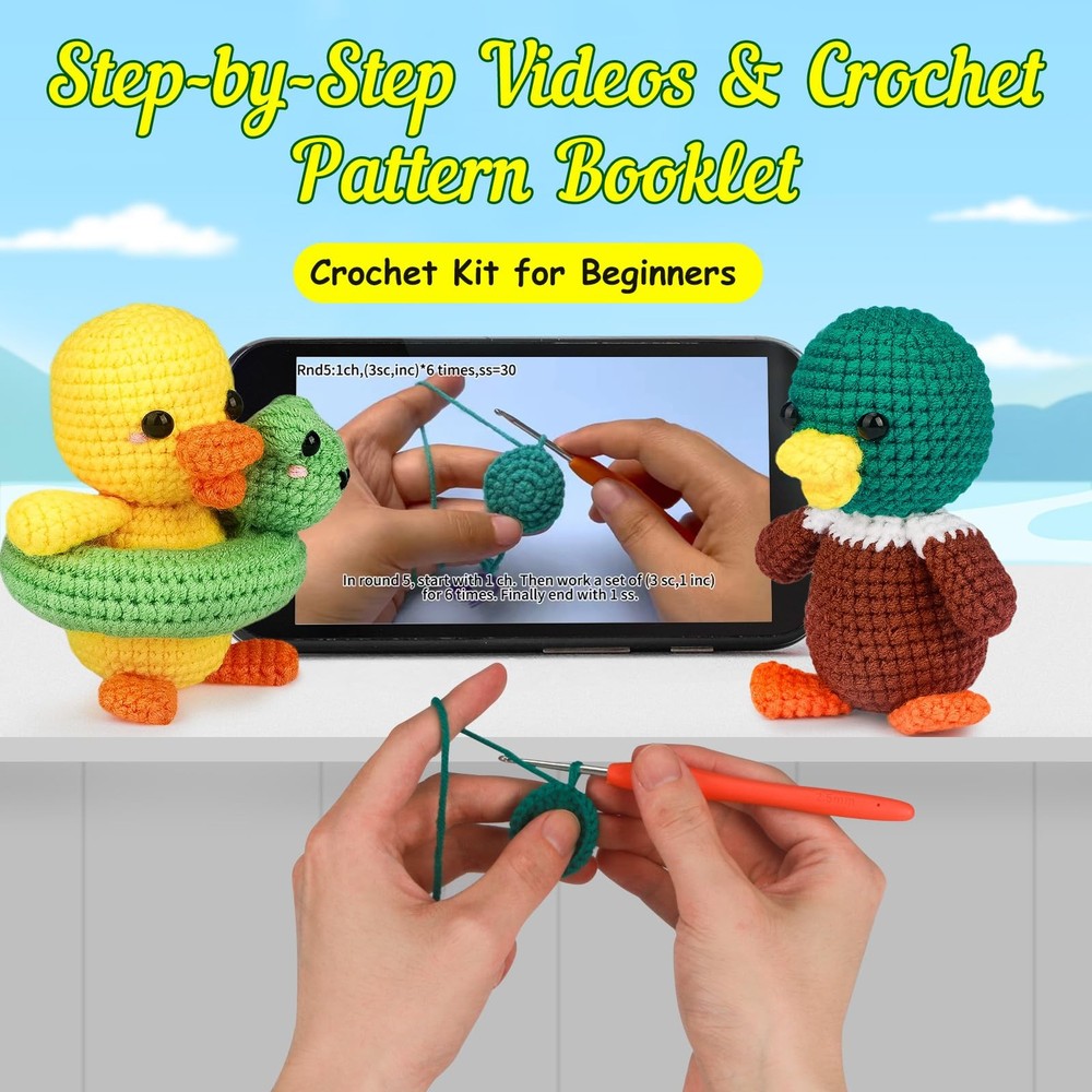 Crochet Kit for Beginners, Crochet Kit with Step-by-Step Video Tutorials, Cro...