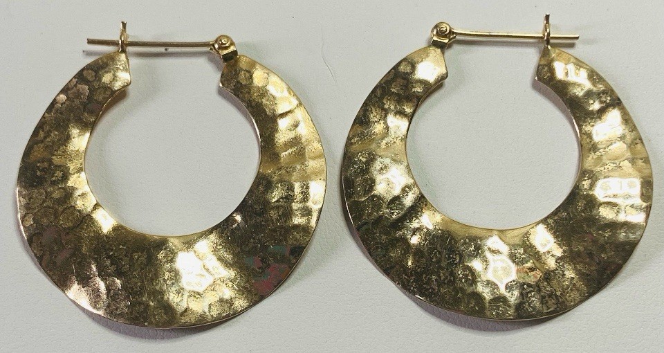 Vintage 14K Yellow Solid Gold Hoop Earring Pair