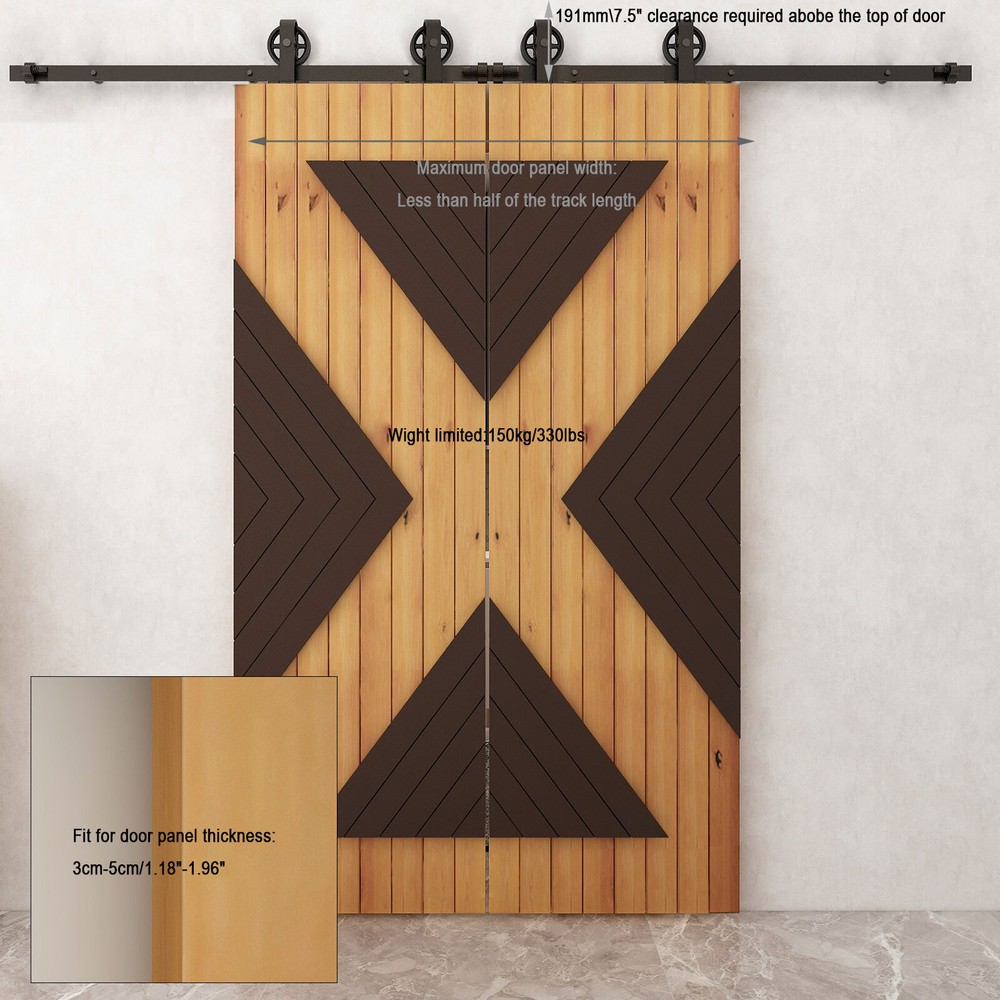 4-20FT Sliding Barn Door Hardware Kit Single Double Doors Medium Wheel RollerKit