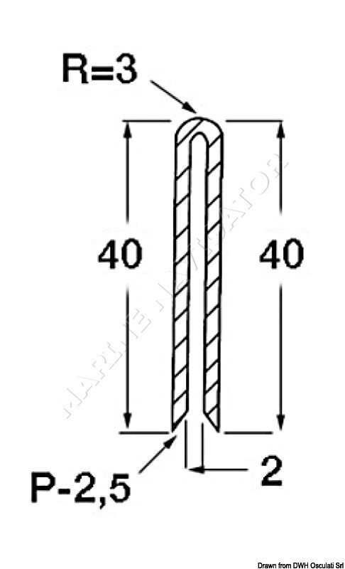 Osculati Profile 2x2x40 mm Grey