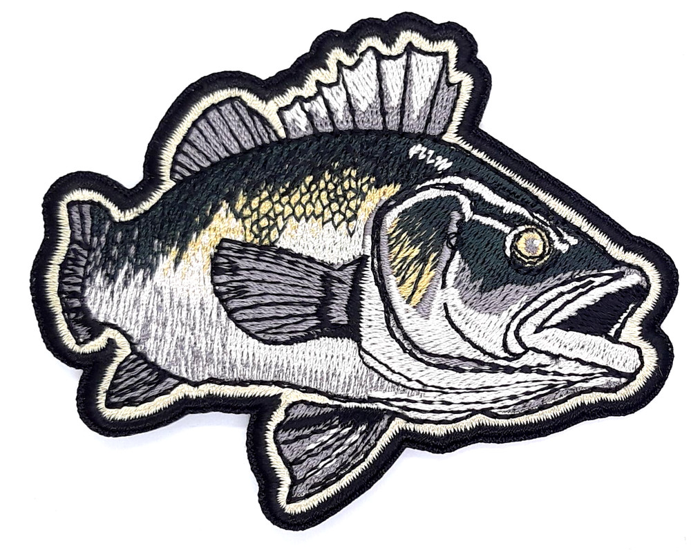 Largemouth Bass - Fish #2 Iron On Embroidered Patch 3 1/2" X 2 3/4"