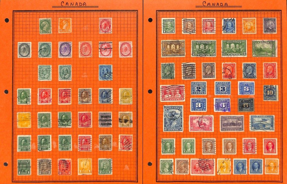 Canada Stamp Collection on 21 Quad & Stock Pages, Nice Selection