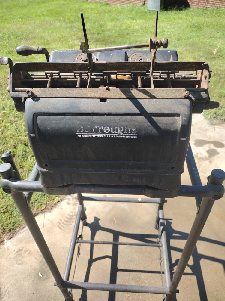 Vintage Antique Burroughs Adding Machine with Stand