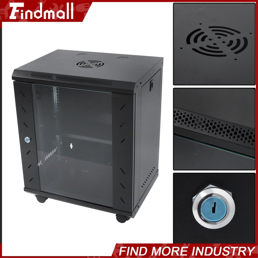 Findmall Wall Mount Network Server Rack Cabinet Enclosure 12U 15.5'' Deep