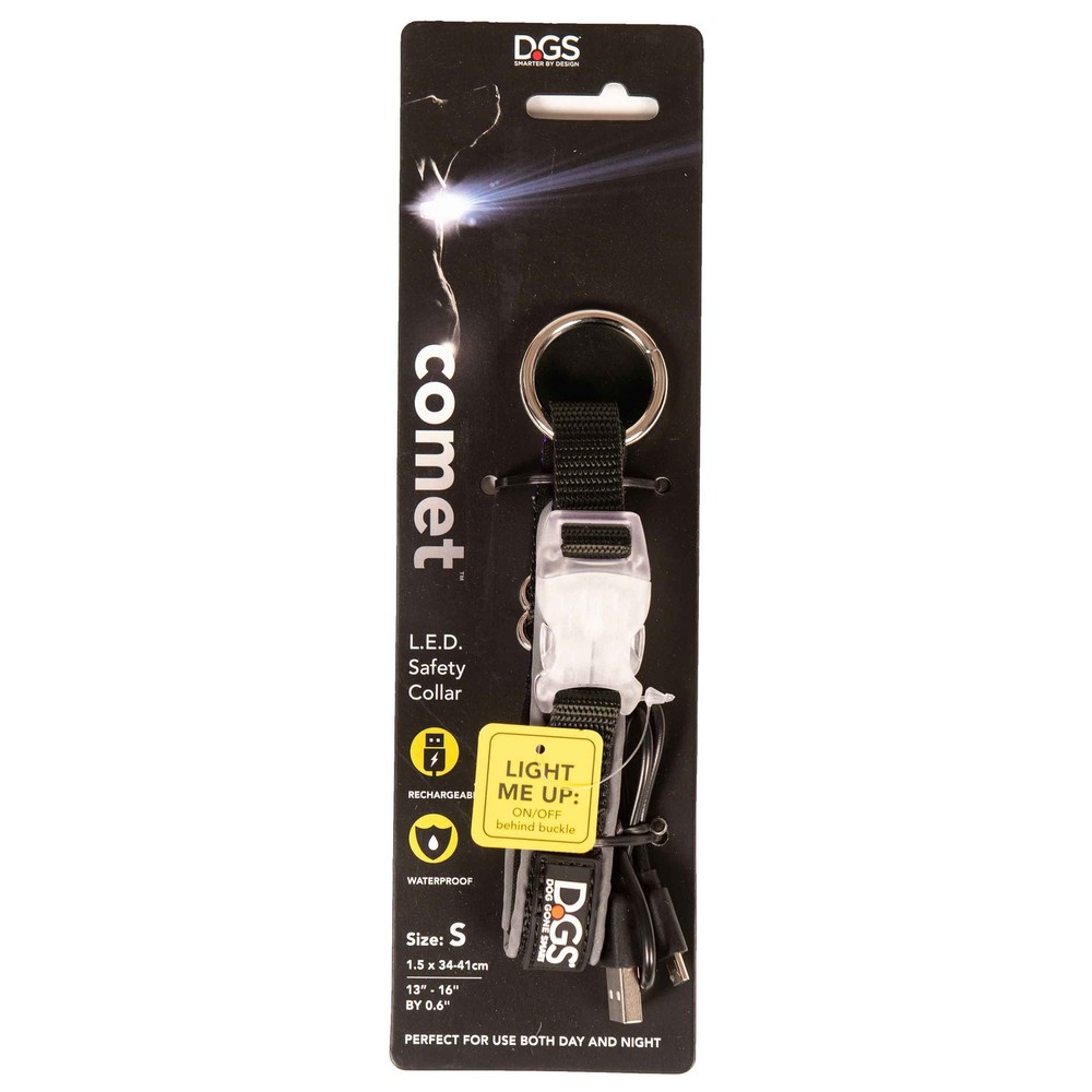 DGS Comet Rechargeable Light Up Dog Collar Small Black