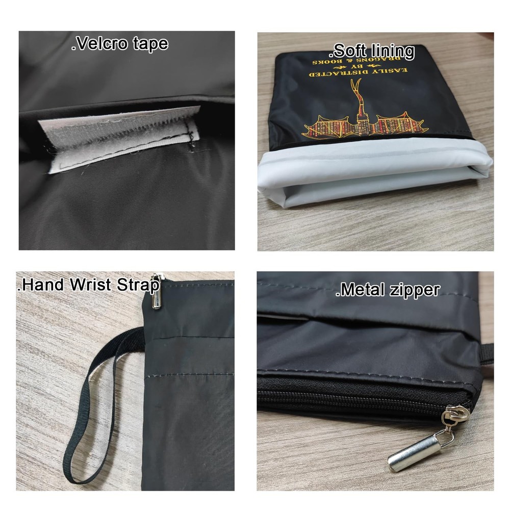 Large Black-E Reader Tarot Card Book Sleeve Pouch With Zipper Protector