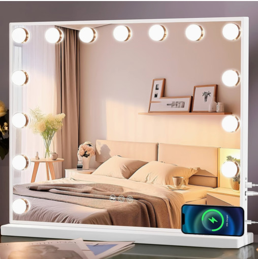 Premium LED Vanity Mirror 23x18 Touch Dimmable 3 Color USB Makeup Mirror
