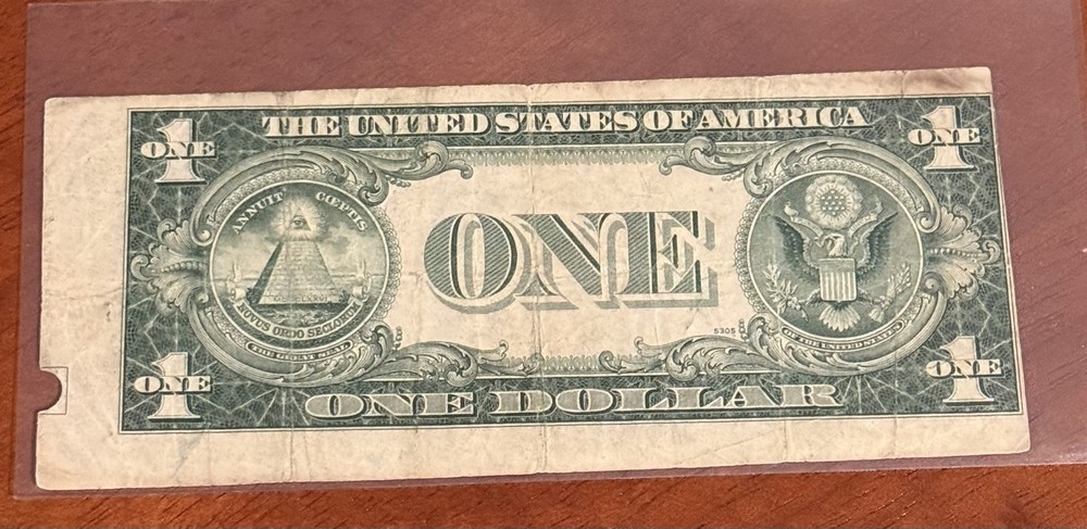 ERROR - 1935 D $1 Silver Certificate - Reverse Print Off Center - Good Condition